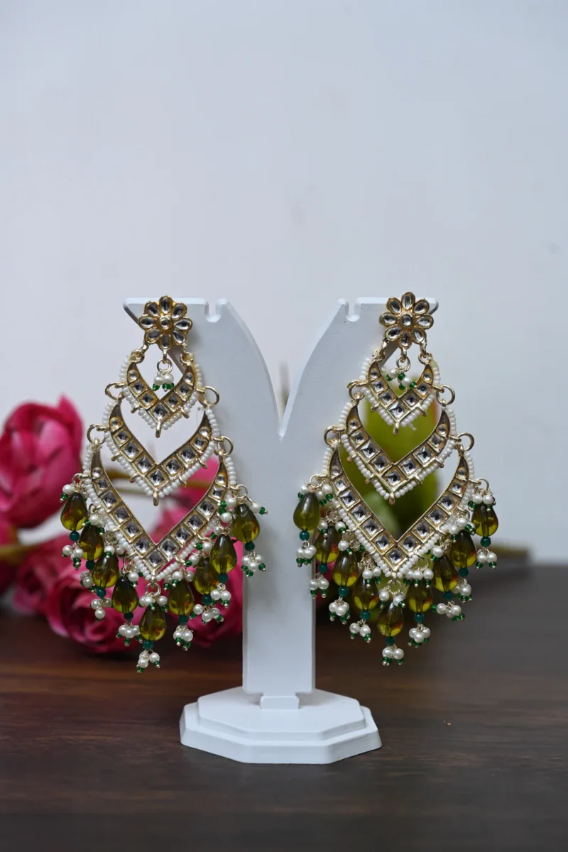 Shyamla Green Pearl Danglers - Image 3