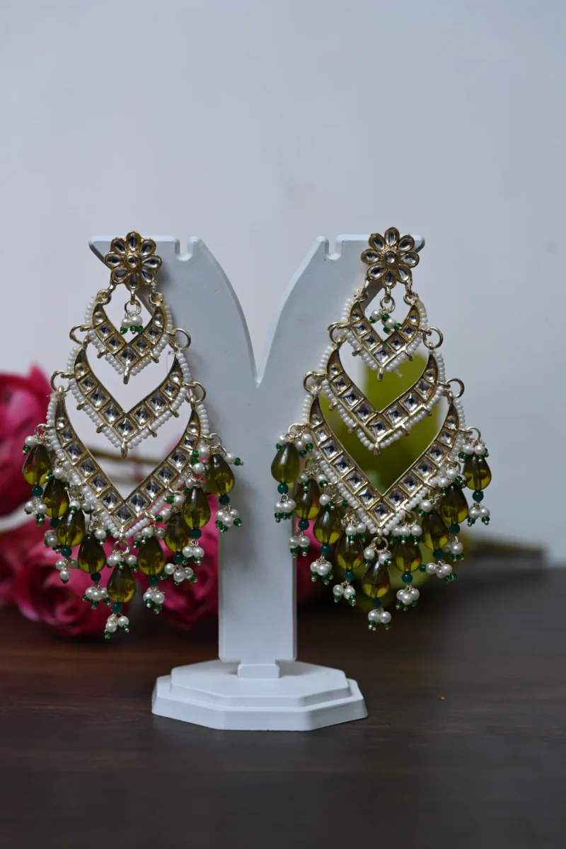 Shyamla Green Pearl Danglers - Image 4