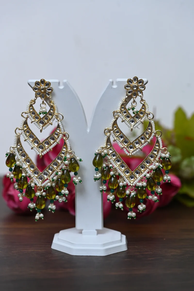 Shyamla Green Pearl Danglers - Image 5