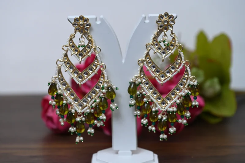 Shyamla Green Pearl Danglers - Image 6