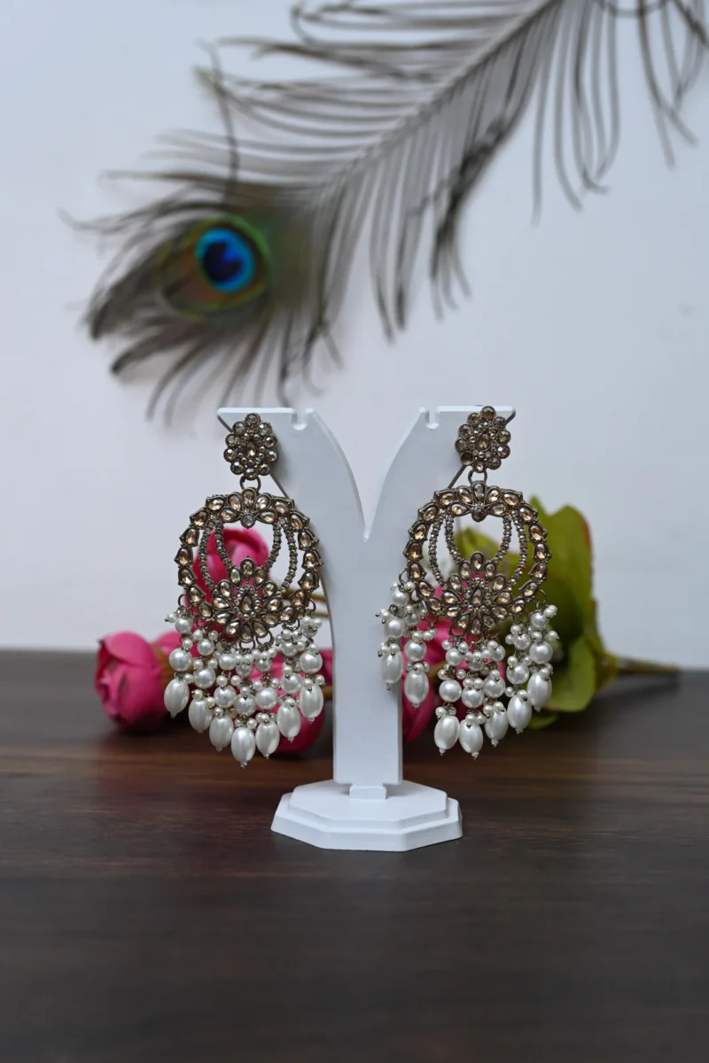 Vanni white pearls Danglers - Image 2