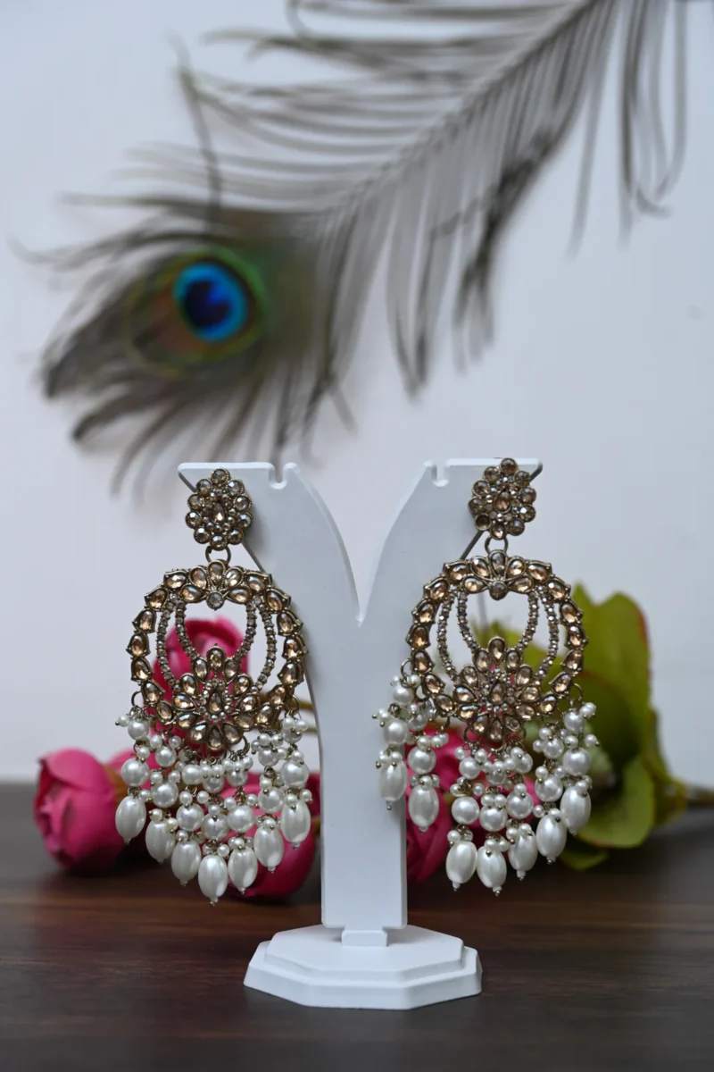 Vanni white pearls Danglers - Image 3