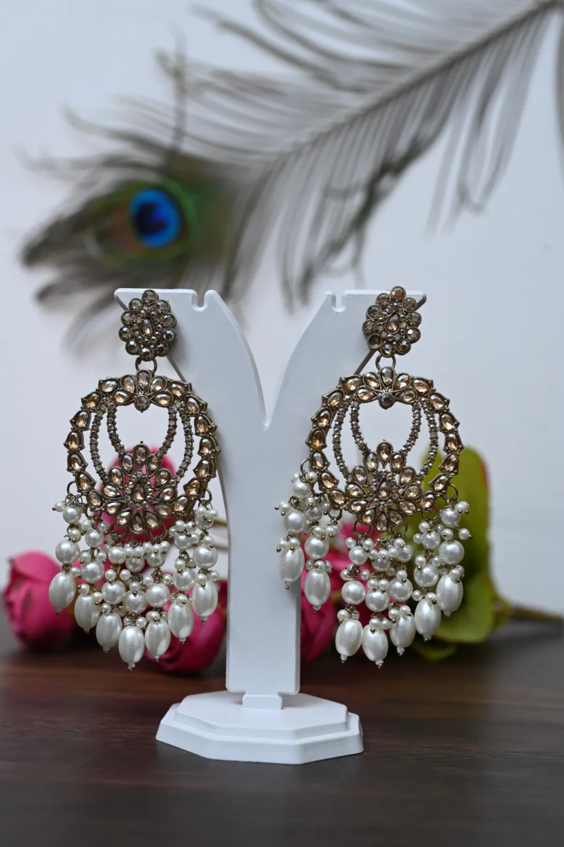 Vanni white pearls Danglers - Image 4