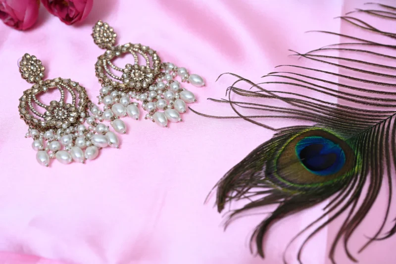 Vanni white pearls Danglers - Image 5
