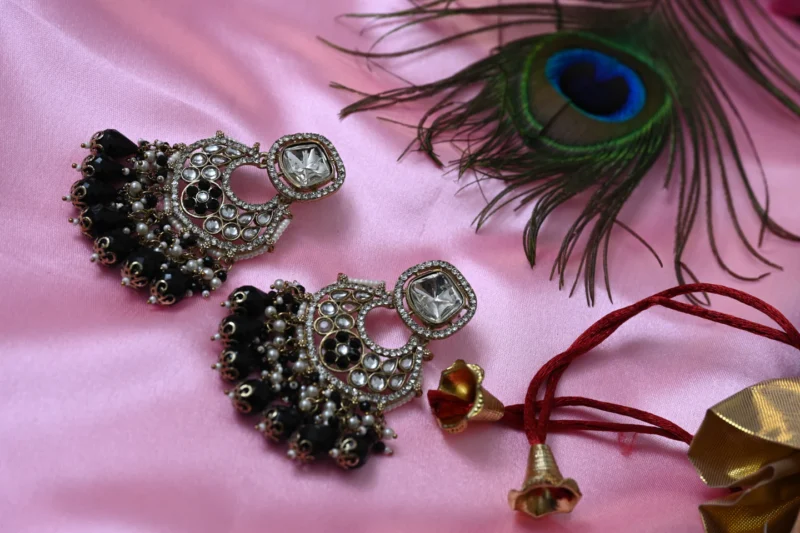 Scarlet Aura Polki Black Chandbalis - Image 3