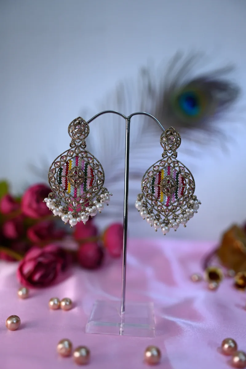 Gulnaar multicolor Kundan Earrings - Image 5