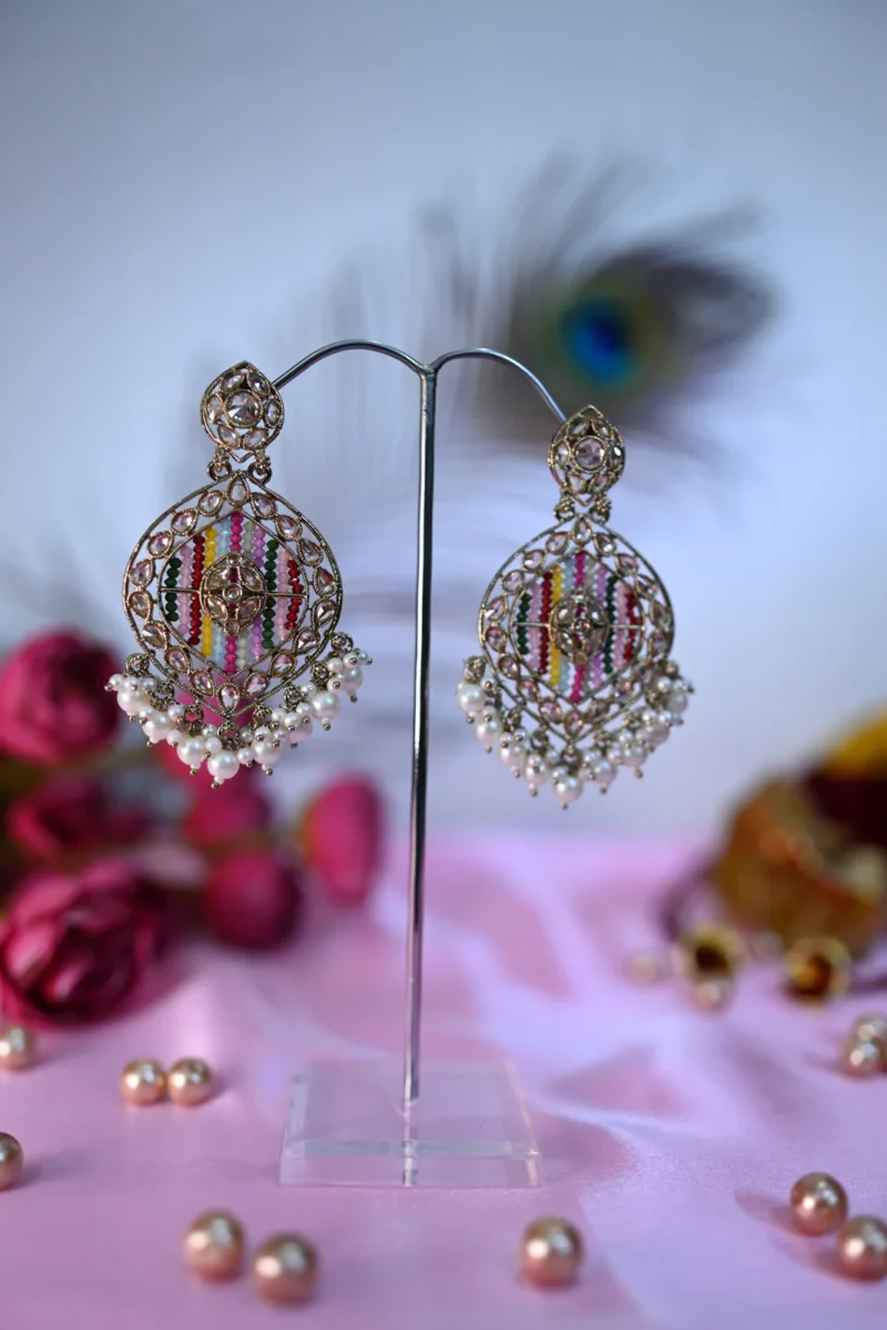 Gulnaar multicolor Kundan Earrings - Image 4