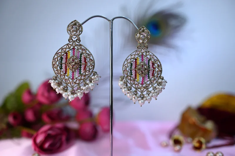 Gulnaar multicolor Kundan Earrings - Image 3