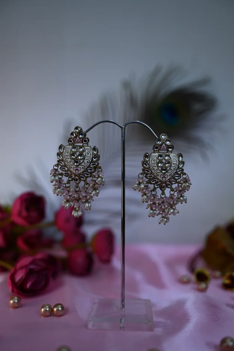 Shakti Glow Ivory Pink Danglers