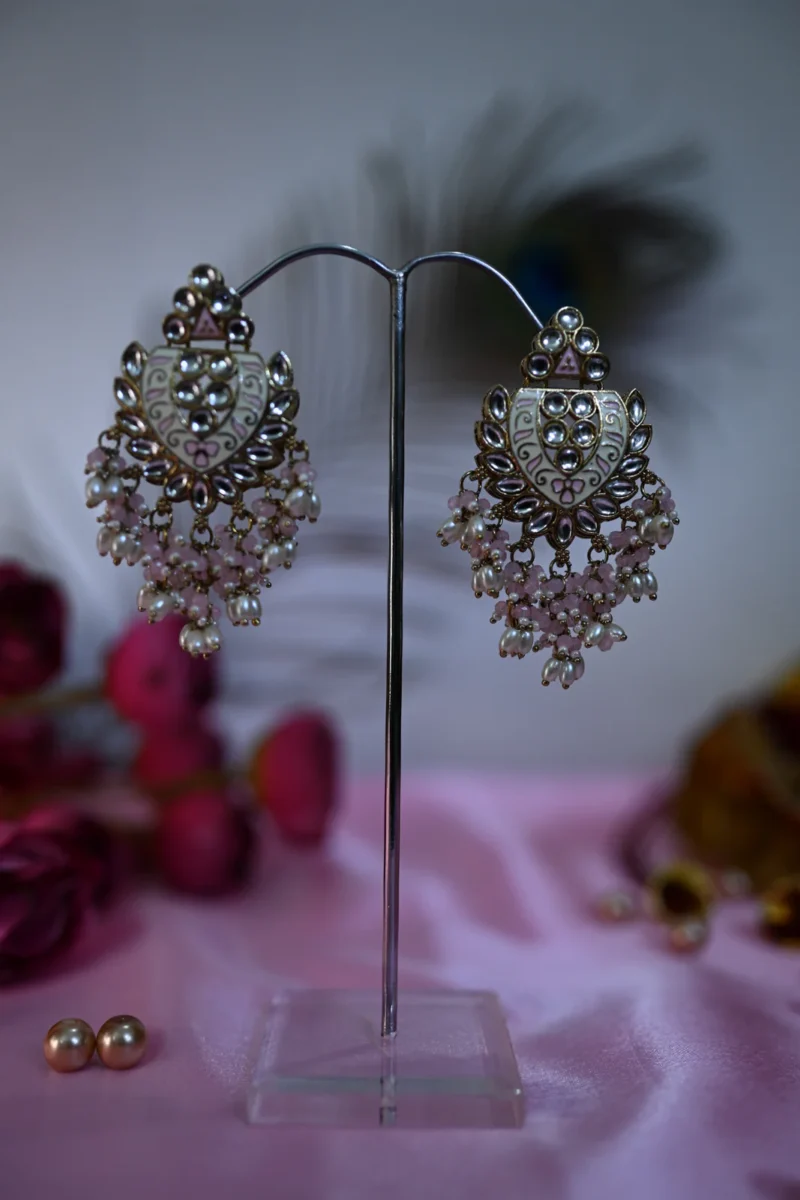 Shakti Glow Ivory Pink Danglers - Image 2