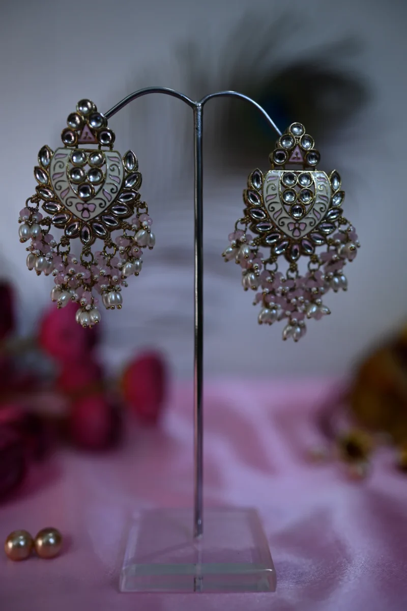 Shakti Glow Ivory Pink Danglers - Image 3