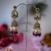 Gulbadan Pearls Purple and White Jhumkis