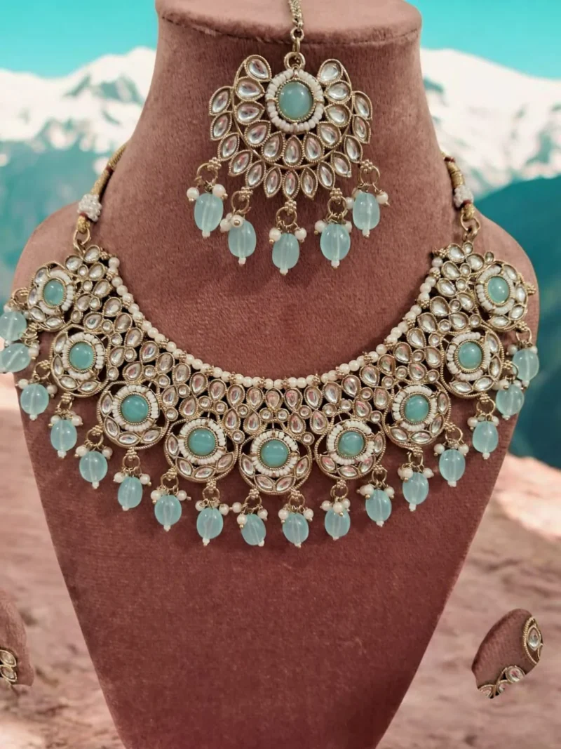 Neel Mahal Blue Kundan Necklace - Image 2