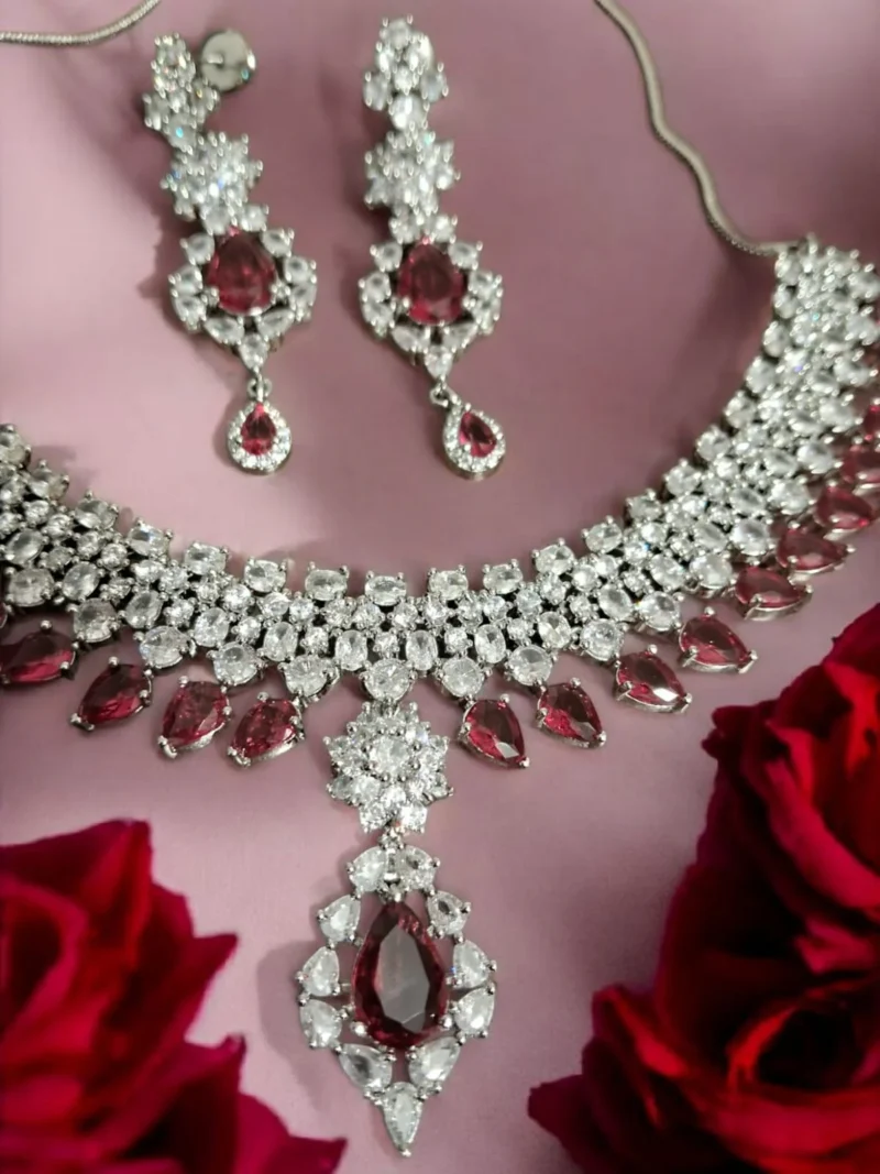 Ruby & white Sitara Necklace