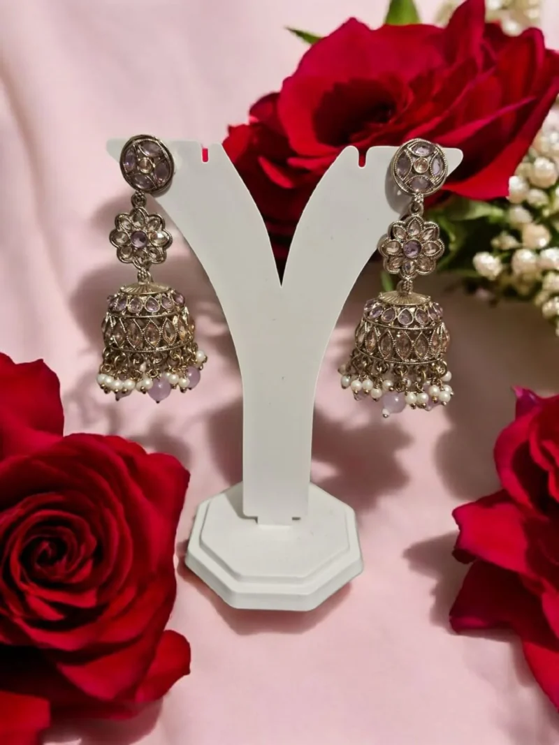 Sunehri purple Jhumkis