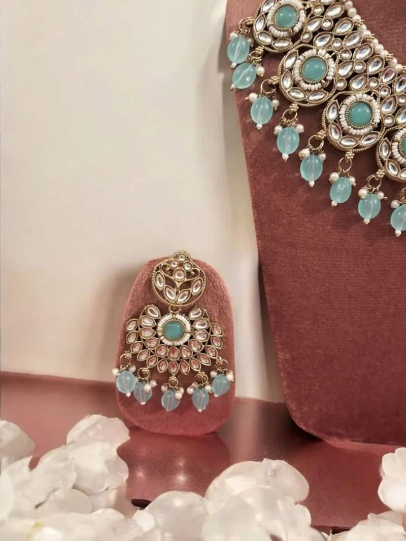 Neel Mahal Blue Kundan Necklace - Image 4