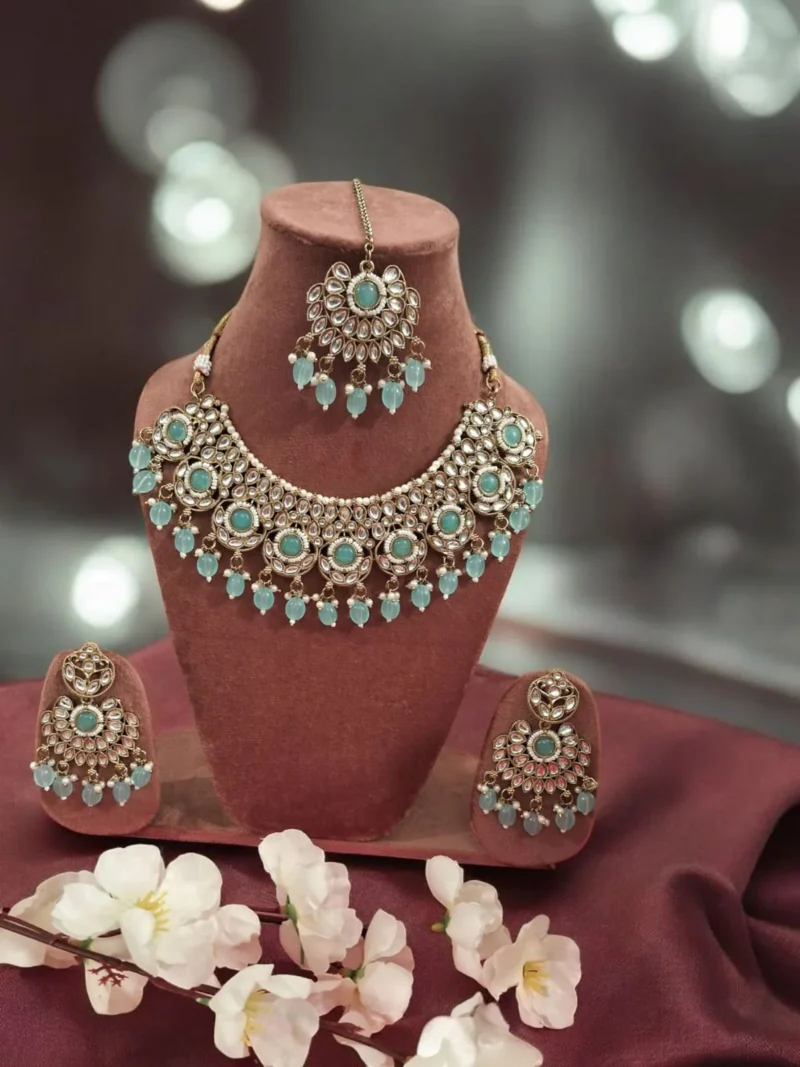 Neel Mahal Blue Kundan Necklace - Image 3