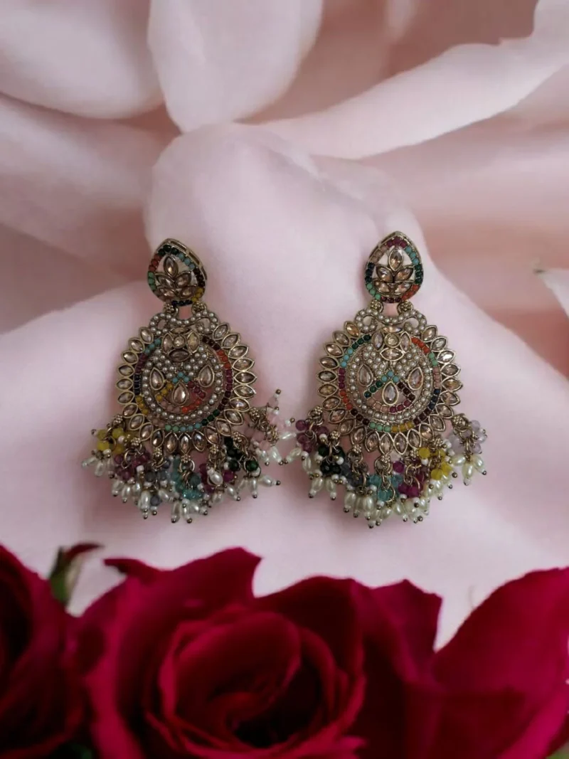 Viyana Multi Colored Pearl Earrings - Image 4