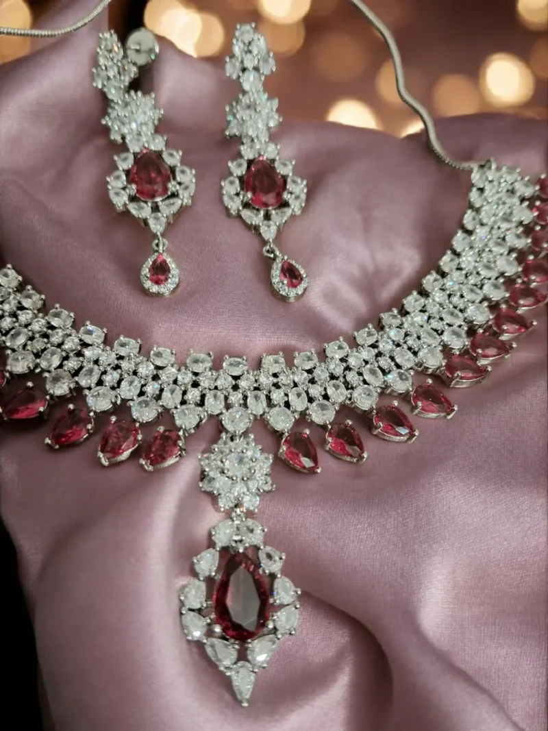 Ruby & white Sitara Necklace - Image 3