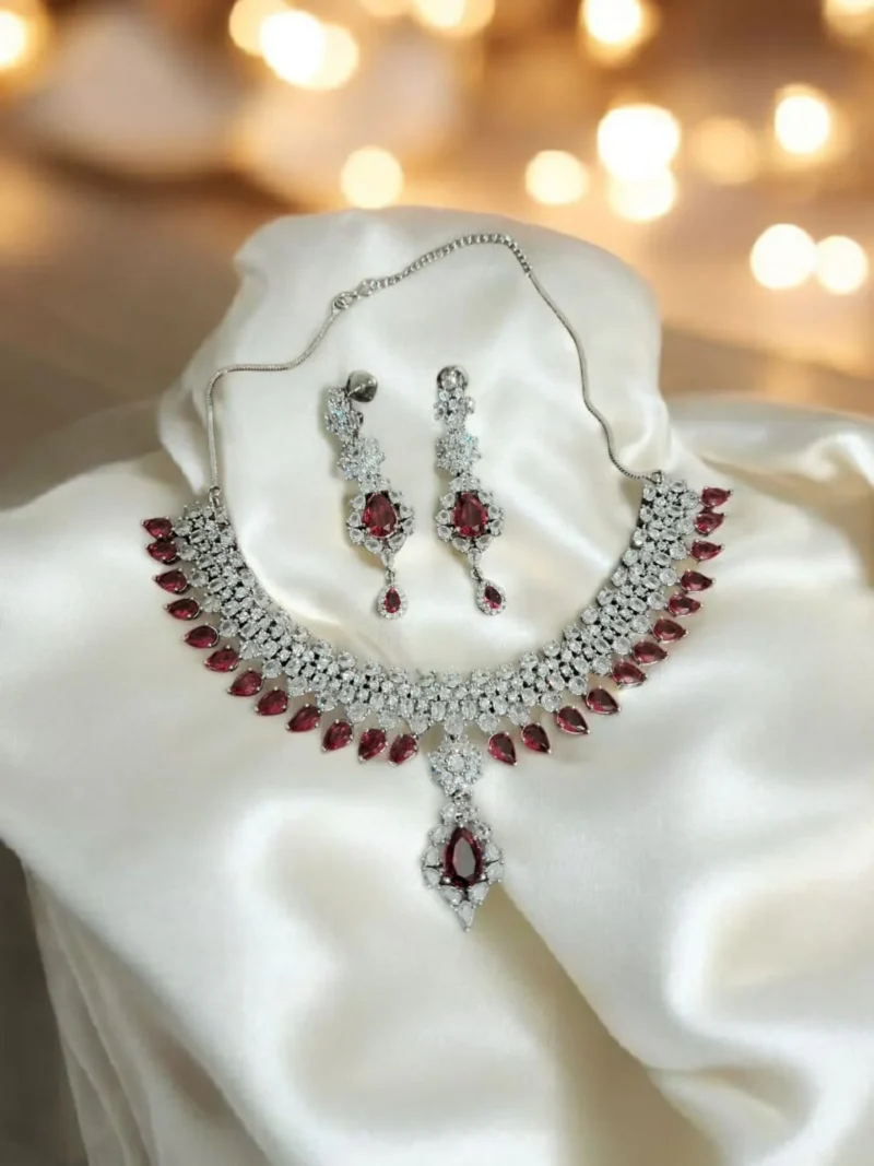 Ruby & white Sitara Necklace - Image 2