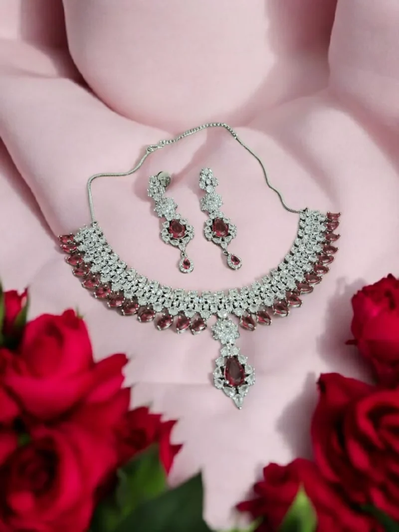 Ruby & white Sitara Necklace - Image 4