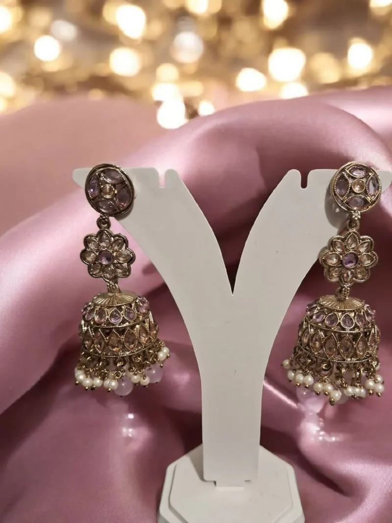 Sunehri purple Jhumkis - Image 3