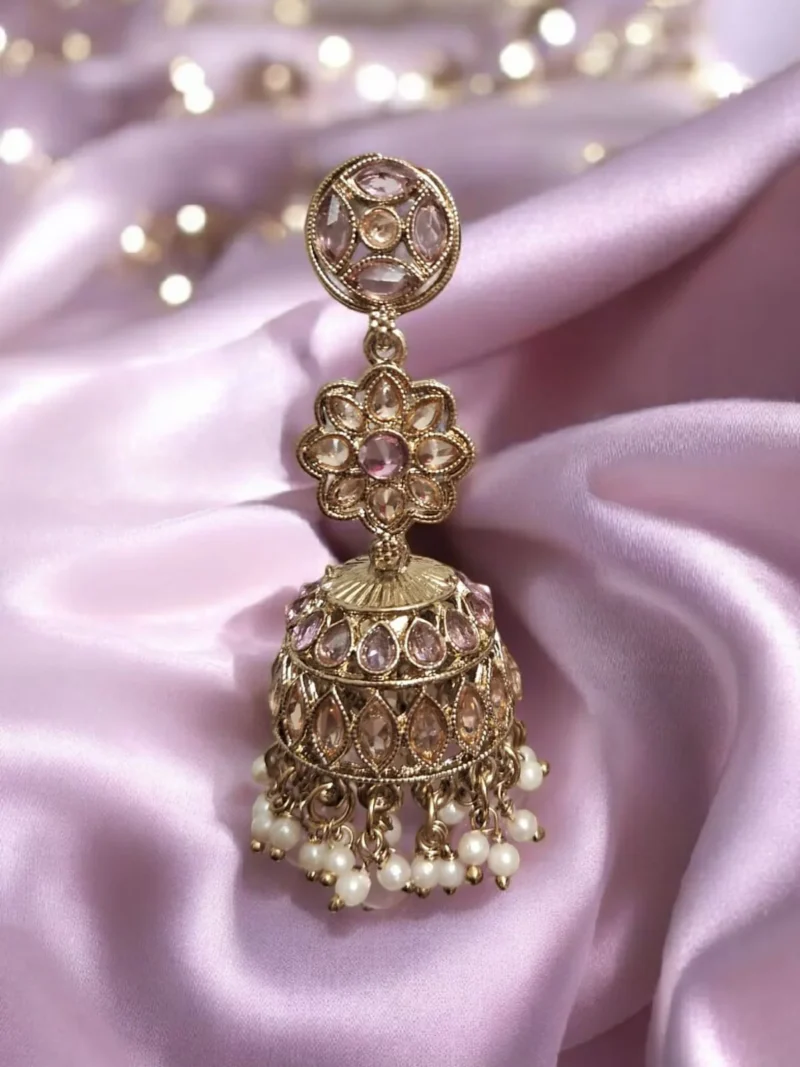 Sunehri purple Jhumkis - Image 2