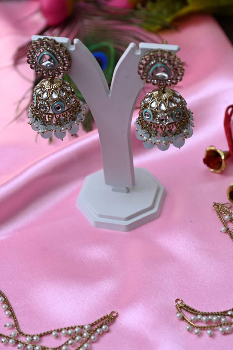 Turquoise Royal Sahara Jhumkis - Image 3