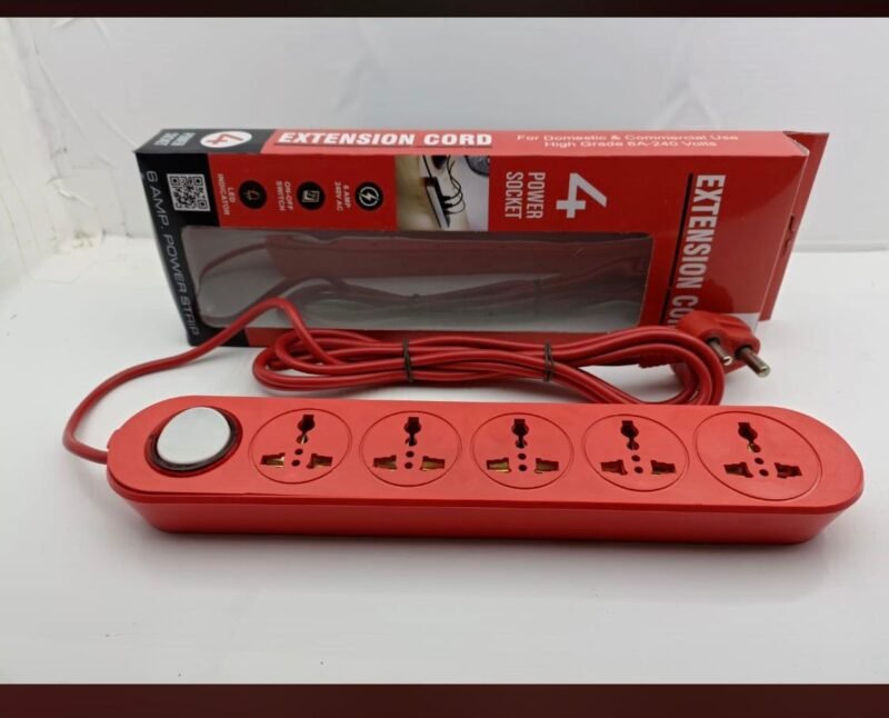 Premium 5+1 Extension Board with LED Indicator & On/Off Switch | Short Circuit Protection – 6 Amp, 240V AC | Universal Compatibility| 2.5 m Wire - Image 2