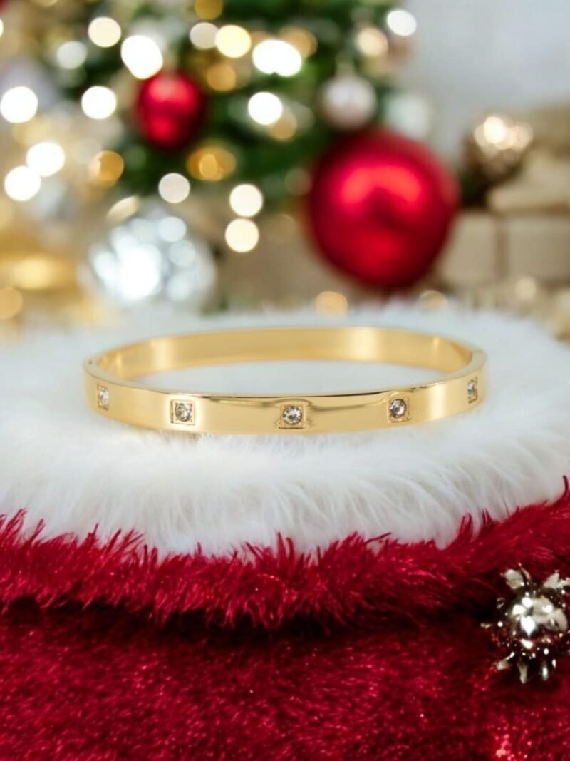 Luxe Line Bracelet – Gold Band with Studded Crystals