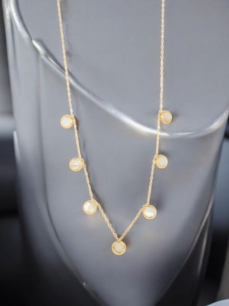 Pearl Glow Chain – Gold Framed Mother of Pearl Discs - Image 2