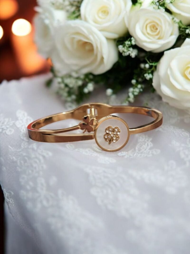 Moonblush Bloom Floral Charm on White Enamel Disc
